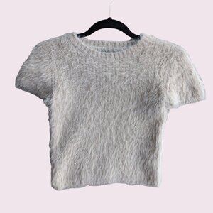 New Furry Zara Cream Crop Top US Small Textured